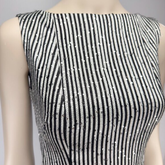 TALBOT RUBHOF Luxury Designer Cocktail Sequins A-Line Black Grey Dress sz 36 / 6 - Picture 9 of 13